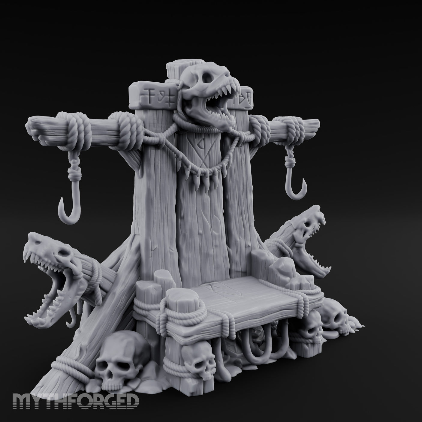 Hook-Hung Rune-Etched Idol Throne Altar Miniature for Dungeons and Dragons, Pathfinder or other TTRPGs