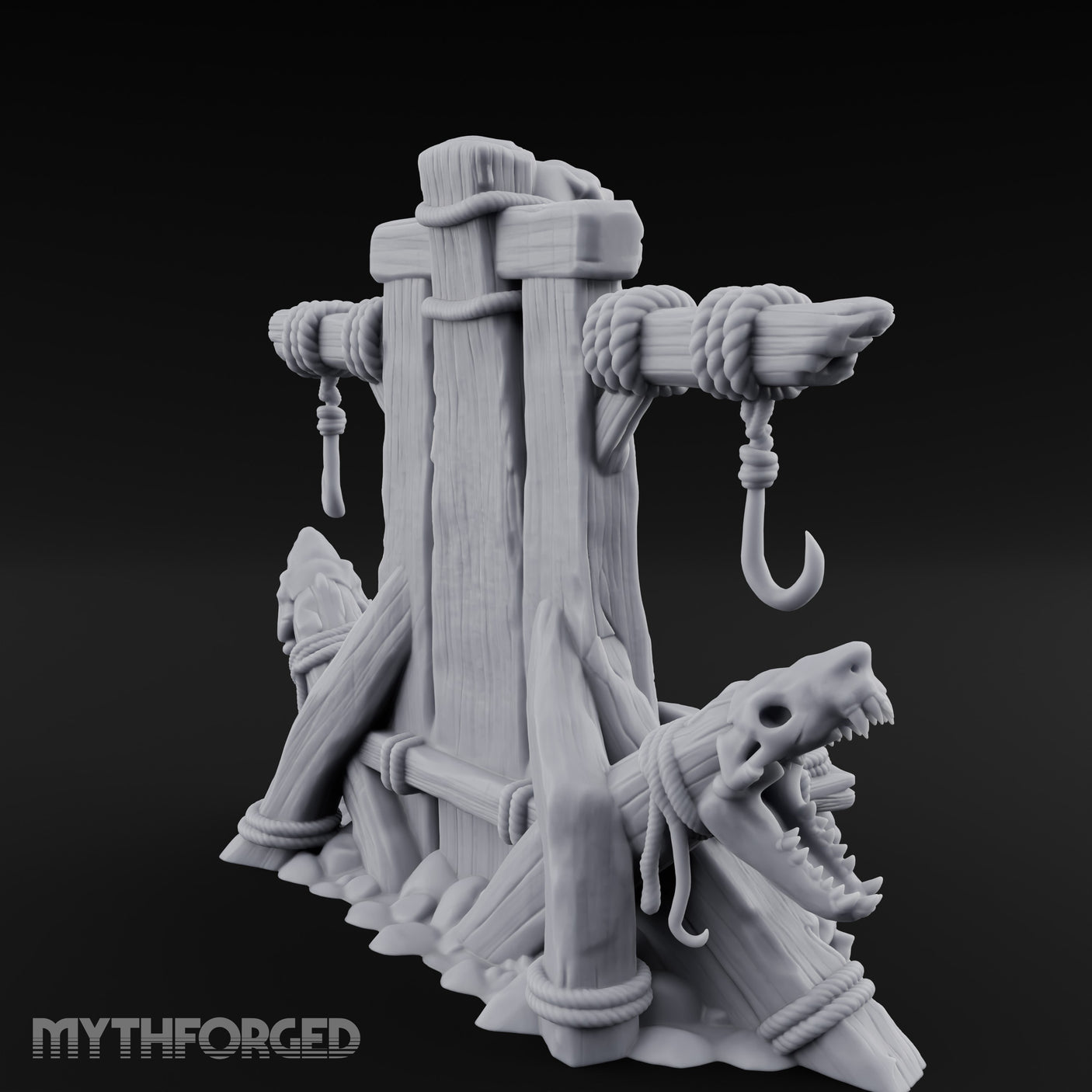 Hook-Hung Rune-Etched Idol Throne Altar Miniature for Dungeons and Dragons, Pathfinder or other TTRPGs