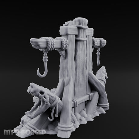 Hook-Hung Rune-Etched Idol Throne Altar Miniature for Dungeons and Dragons, Pathfinder or other TTRPGs