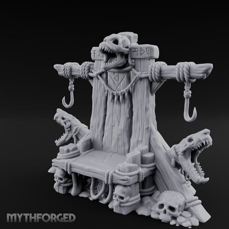 Hook-Hung Rune-Etched Idol Throne Altar Miniature for Dungeons and Dragons, Pathfinder or other TTRPGs