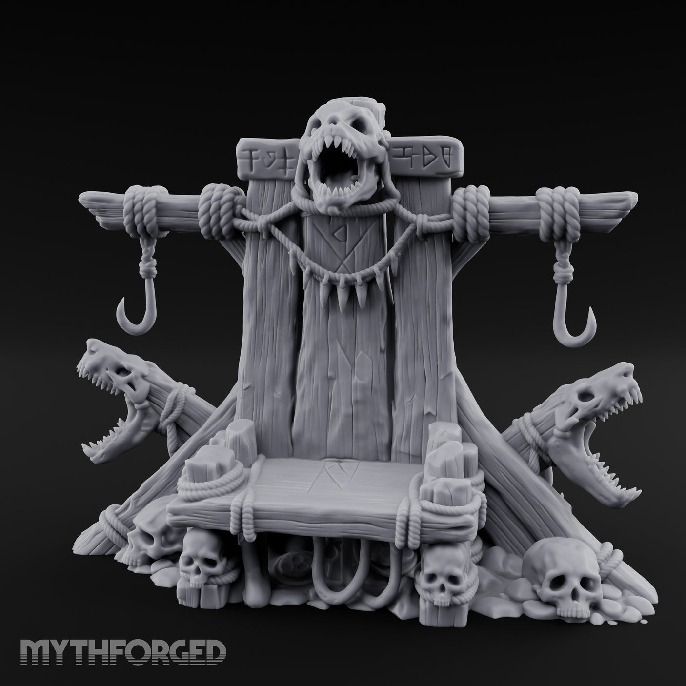 Hook-Hung Rune-Etched Idol Throne Altar Miniature for Dungeons and Dragons, Pathfinder or other TTRPGs