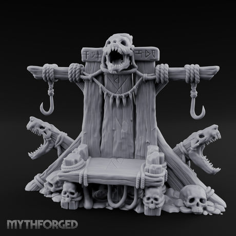Hook-Hung Rune-Etched Idol Throne Altar Miniature for Dungeons and Dragons, Pathfinder or other TTRPGs