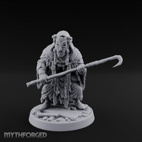 Hook Staff Gripping Human Swamp Scout Miniature for Dungeons and Dragons, Pathfinder or other TTRPGs