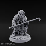 Hook Staff Gripping Human Swamp Scout Miniature for Dungeons and Dragons, Pathfinder or other TTRPGs