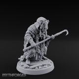 Hook Staff Gripping Human Swamp Scout Miniature for Dungeons and Dragons, Pathfinder or other TTRPGs
