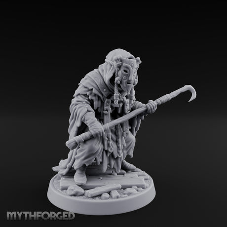 Hook Staff Gripping Human Swamp Scout Miniature for Dungeons and Dragons, Pathfinder or other TTRPGs