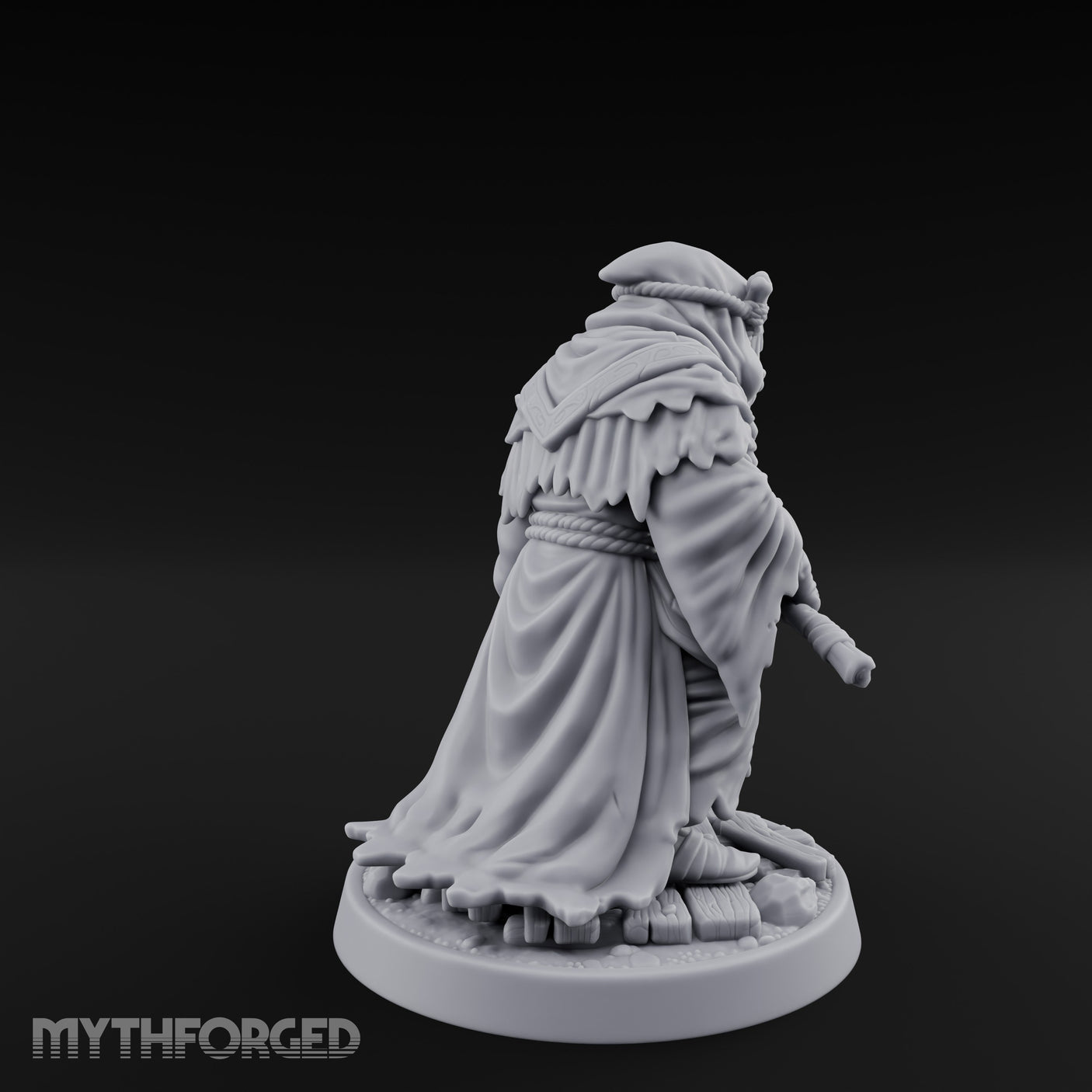 Hook Staff Gripping Human Swamp Scout Miniature for Dungeons and Dragons, Pathfinder or other TTRPGs