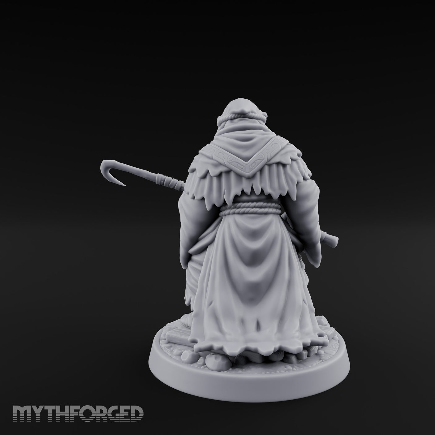 Hook Staff Gripping Human Swamp Scout Miniature for Dungeons and Dragons, Pathfinder or other TTRPGs