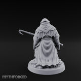 Hook Staff Gripping Human Swamp Scout Miniature for Dungeons and Dragons, Pathfinder or other TTRPGs