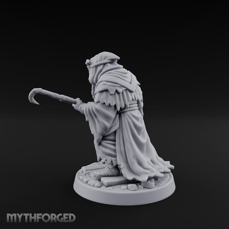 Hook Staff Gripping Human Swamp Scout Miniature for Dungeons and Dragons, Pathfinder or other TTRPGs