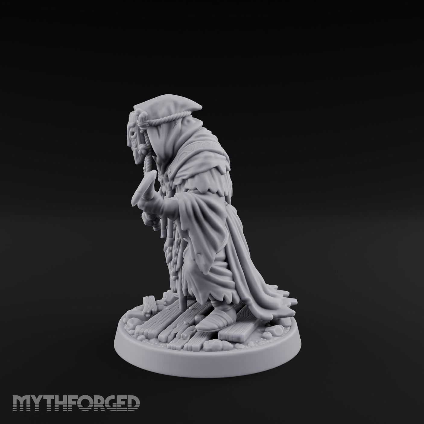 Hook Staff Gripping Human Swamp Scout Miniature for Dungeons and Dragons, Pathfinder or other TTRPGs