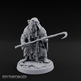 Hook Staff Gripping Human Swamp Scout Miniature for Dungeons and Dragons, Pathfinder or other TTRPGs