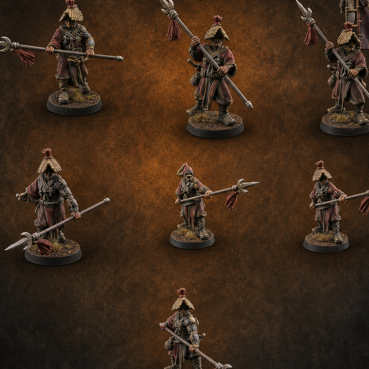 Horde Advancing Nomad Spearmen — painted concept preview (miniature supplied unpainted)