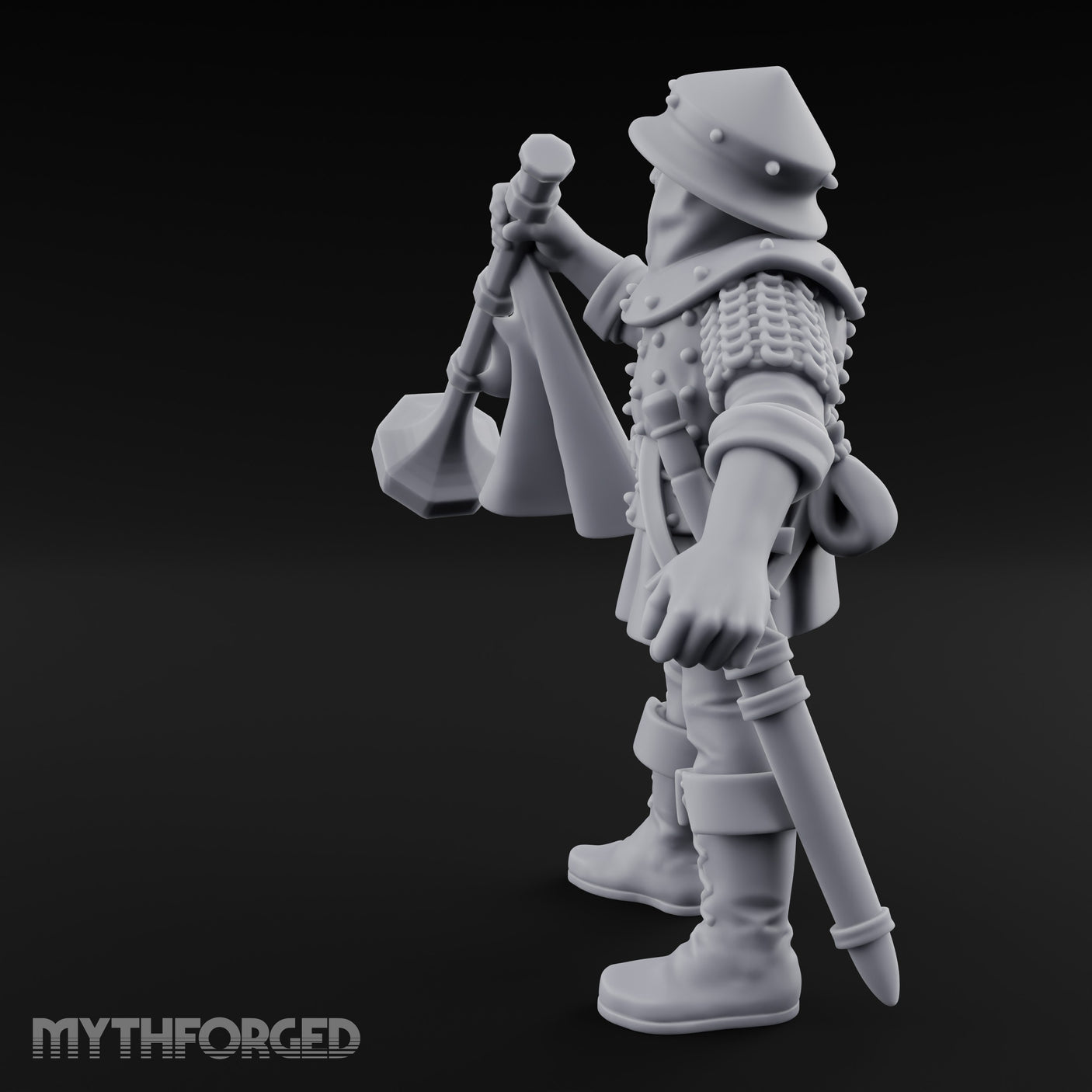 Horn Blaring Shouty Human Musician Miniature for Dungeons and Dragons, Pathfinder or other TTRPGs
