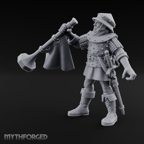 Horn Blaring Shouty Human Musician Miniature for Dungeons and Dragons, Pathfinder or other TTRPGs