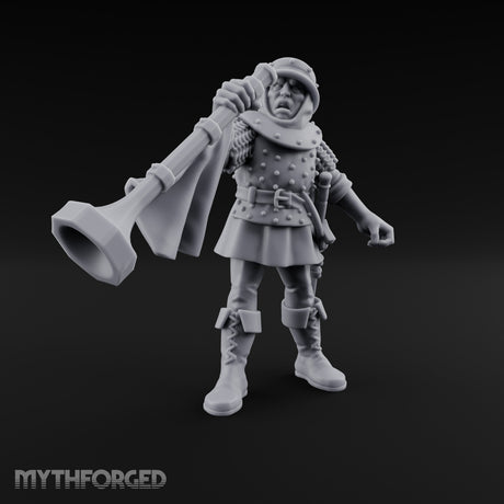 Horn Blaring Shouty Human Musician Miniature for Dungeons and Dragons, Pathfinder or other TTRPGs