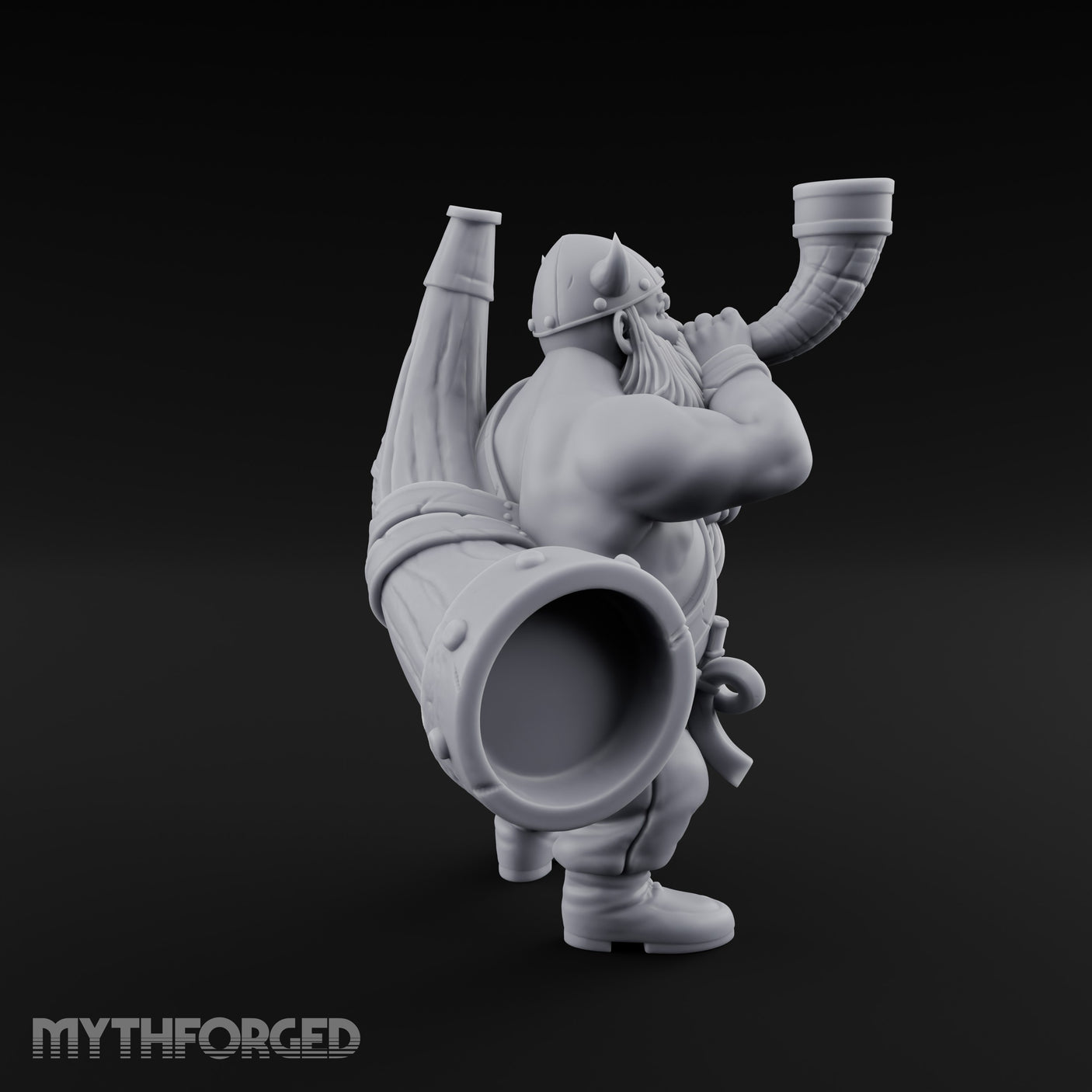 Horn Guzzling Dwarf Barbarian Miniature for Dungeons and Dragons, Pathfinder or other TTRPGs