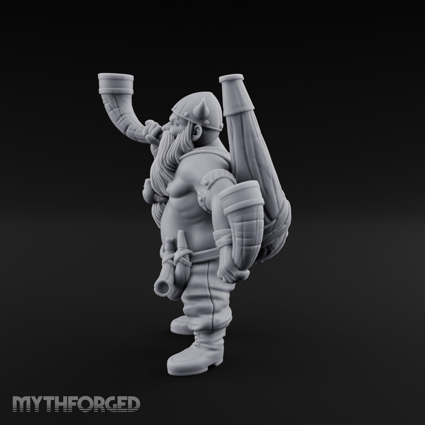 Horn Guzzling Dwarf Barbarian Miniature for Dungeons and Dragons, Pathfinder or other TTRPGs