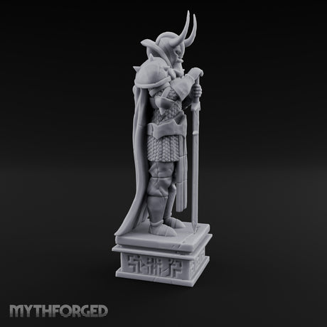 Horn-Helmed Sword-Gripping Armored Warrior Statue gallery 3