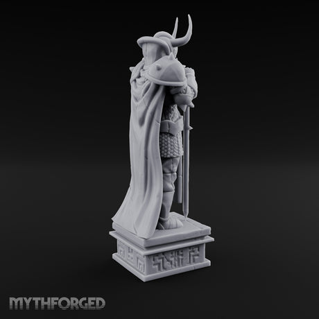Horn-Helmed Sword-Gripping Armored Warrior Statue gallery 4