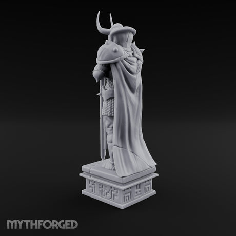 Horn-Helmed Sword-Gripping Armored Warrior Statue gallery 6