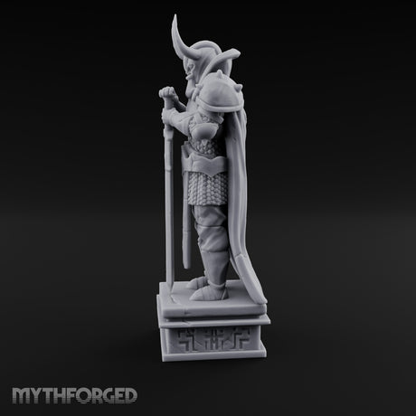 Horn-Helmed Sword-Gripping Armored Warrior Statue gallery 7