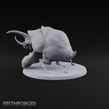 Horn Down, Shell Wide Giant Fire Beetle with Rhinoceros Horn and Open Wing Cases — B