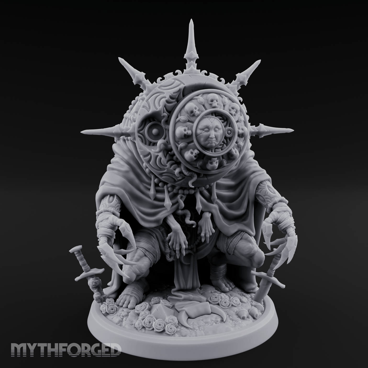 Spikes All Around Golem Timekeeper Construct Miniature for Dungeons and Dragons, Pathfinder or other TTRPGs