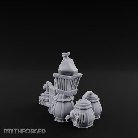 Hose-Linked Sack-Topped Goblin Market Cages & Barrels Miniature for Dungeons and Dragons, Pathfinder or other TTRPGs