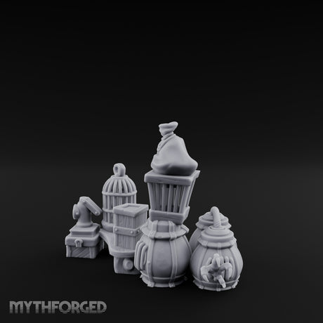 Hose-Linked Sack-Topped Goblin Market Cages & Barrels Miniature for Dungeons and Dragons, Pathfinder or other TTRPGs