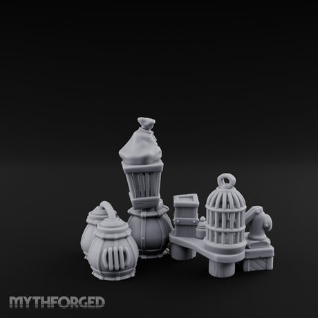 Hose-Linked Sack-Topped Goblin Market Cages & Barrels Miniature for Dungeons and Dragons, Pathfinder or other TTRPGs