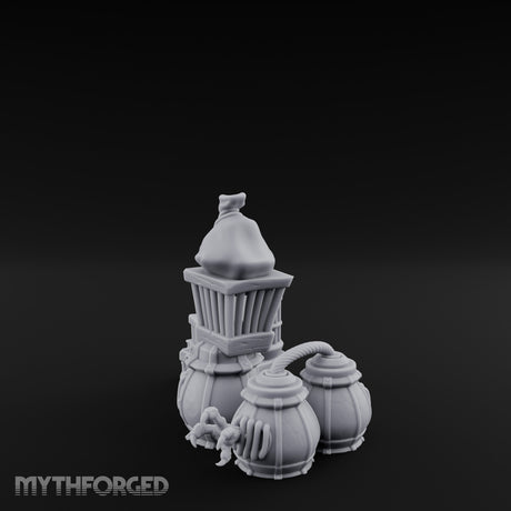Hose-Linked Sack-Topped Goblin Market Cages & Barrels Miniature for Dungeons and Dragons, Pathfinder or other TTRPGs