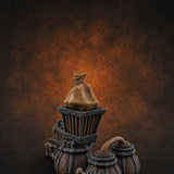 Hose-Linked Sack-Topped Goblin Market Cages & Barrels — painted concept preview (miniature supplied unpainted)