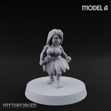 Hula Dancing Halfling Dancer A Miniature for Dungeons and Dragons, Pathfinder or other TTRPGs