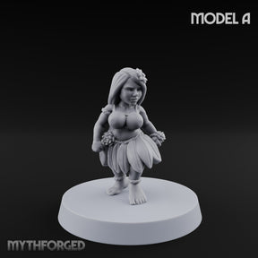 Hula Dancing Halfling Dancer A Miniature for Dungeons and Dragons, Pathfinder or other TTRPGs