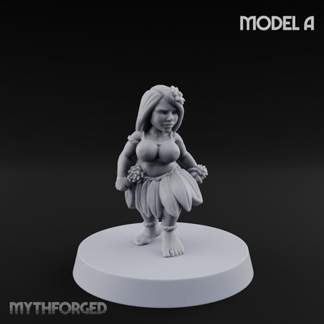 Hula Dancing Halfling Dancer A Miniature for Dungeons and Dragons, Pathfinder or other TTRPGs