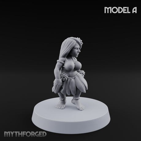 Hula Dancing Halfling Dancer A Miniature for Dungeons and Dragons, Pathfinder or other TTRPGs