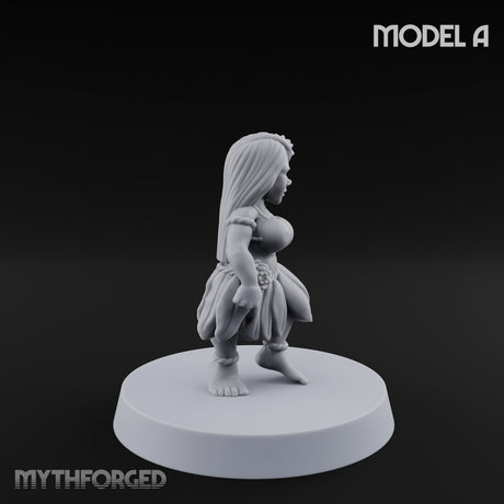 Hula Dancing Halfling Dancer A Miniature for Dungeons and Dragons, Pathfinder or other TTRPGs