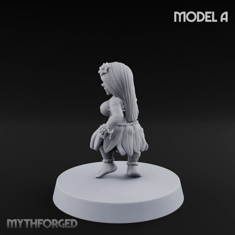 Hula Dancing Halfling Dancer A Miniature for Dungeons and Dragons, Pathfinder or other TTRPGs