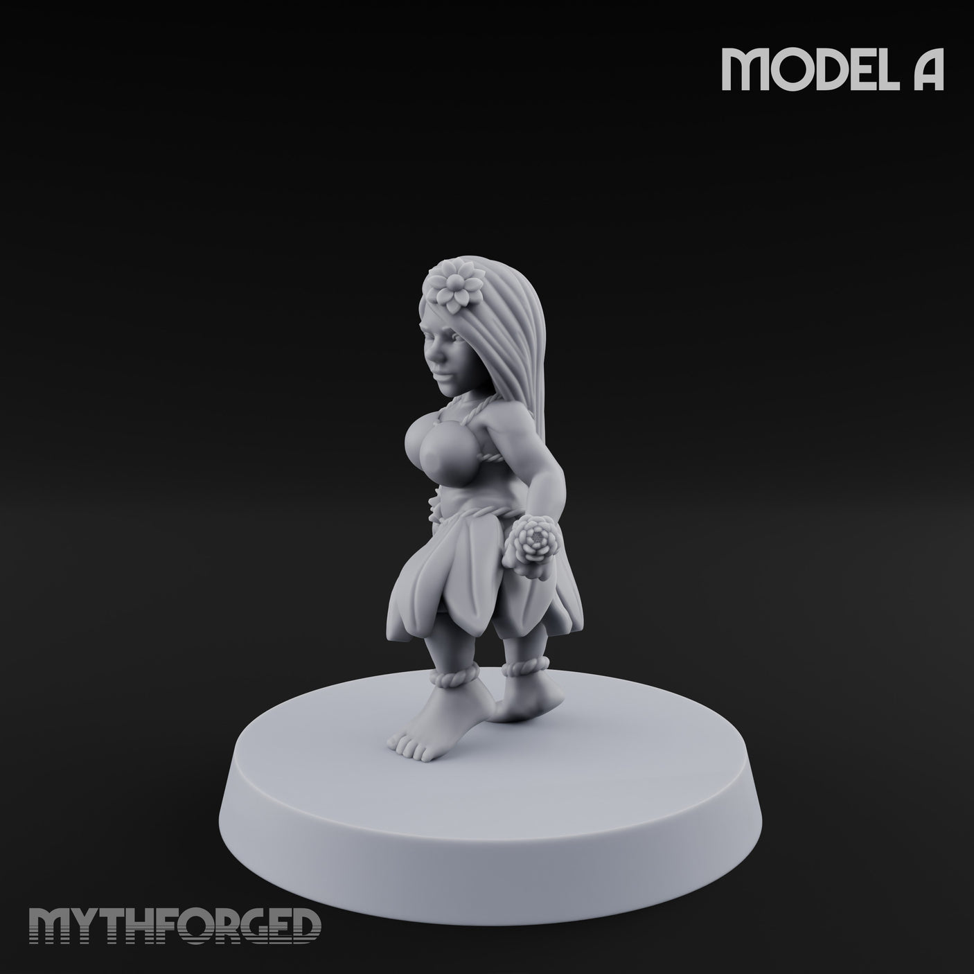 Hula Dancing Halfling Dancer A Miniature for Dungeons and Dragons, Pathfinder or other TTRPGs