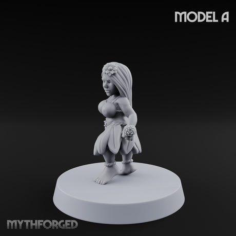 Hula Dancing Halfling Dancer A Miniature for Dungeons and Dragons, Pathfinder or other TTRPGs