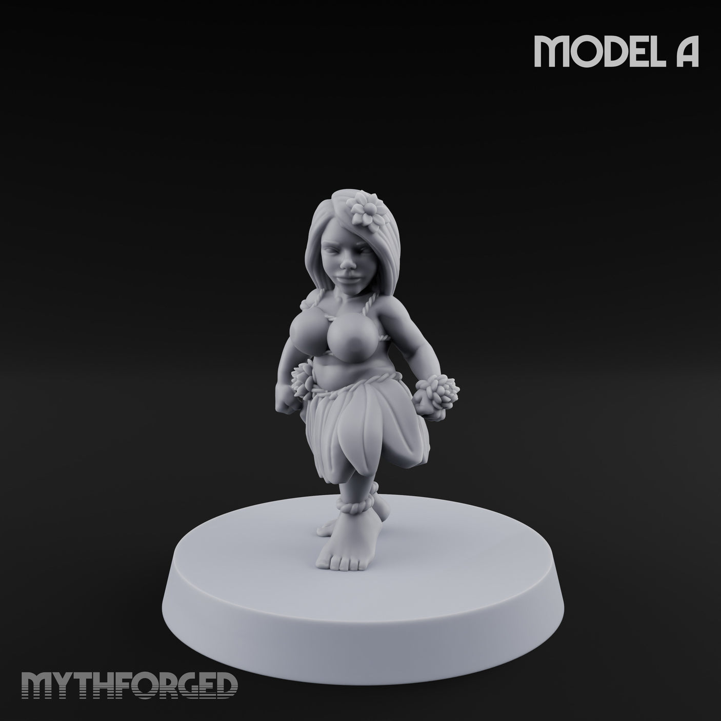 Hula Dancing Halfling Dancer A Miniature for Dungeons and Dragons, Pathfinder or other TTRPGs
