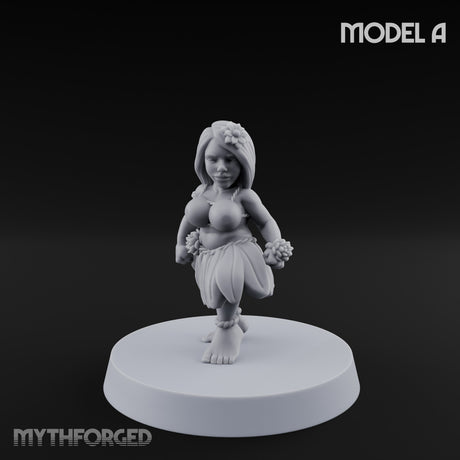 Hula Dancing Halfling Dancer A Miniature for Dungeons and Dragons, Pathfinder or other TTRPGs