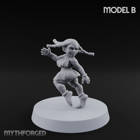 Hula Dancing Halfling Dancer B Miniature for Dungeons and Dragons, Pathfinder or other TTRPGs