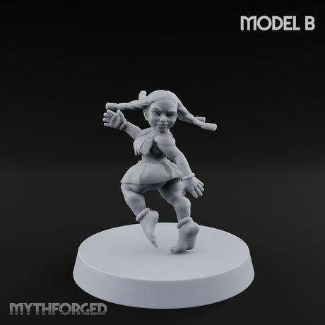 Hula Dancing Halfling Dancer B Miniature for Dungeons and Dragons, Pathfinder or other TTRPGs