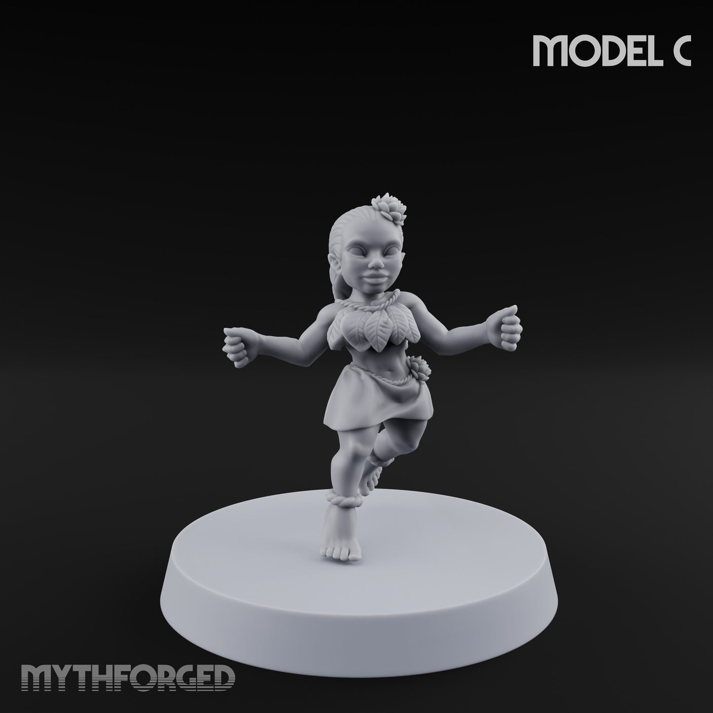 Hula Dancing Halfling Dancer C Miniature for Dungeons and Dragons, Pathfinder or other TTRPGs