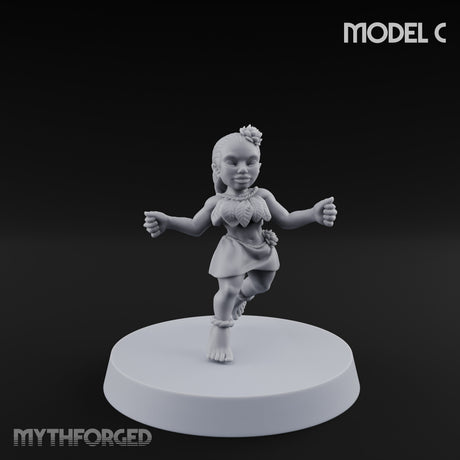 Hula Dancing Halfling Dancer C Miniature for Dungeons and Dragons, Pathfinder or other TTRPGs