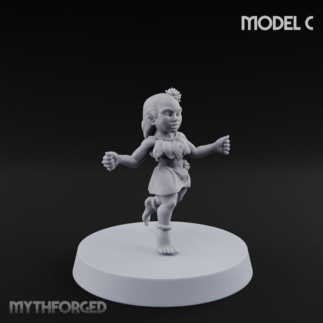 Hula Dancing Halfling Dancer C Miniature for Dungeons and Dragons, Pathfinder or other TTRPGs