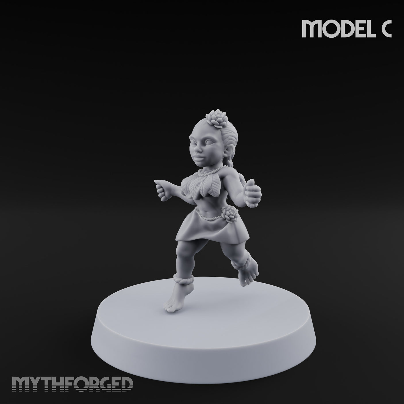 Hula Dancing Halfling Dancer C Miniature for Dungeons and Dragons, Pathfinder or other TTRPGs