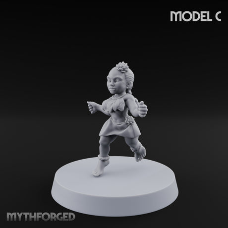 Hula Dancing Halfling Dancer C Miniature for Dungeons and Dragons, Pathfinder or other TTRPGs